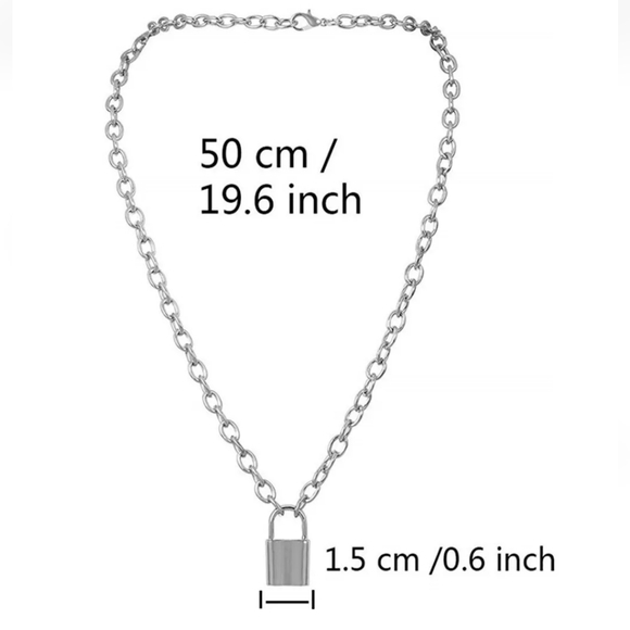 Silver Padlock Lock Pendant Necklace Unisex Mens Womens love Symbol Symbolic - Picture 9 of 9